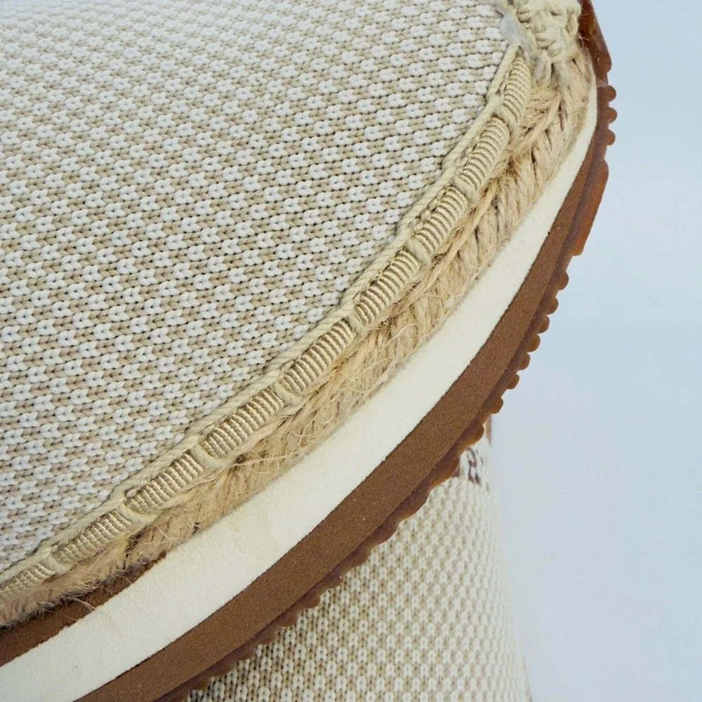 Tory Burch Gold/Beige Knit Fabric Daisy Espadrille Slip-On‎ Sneakers Sz 9